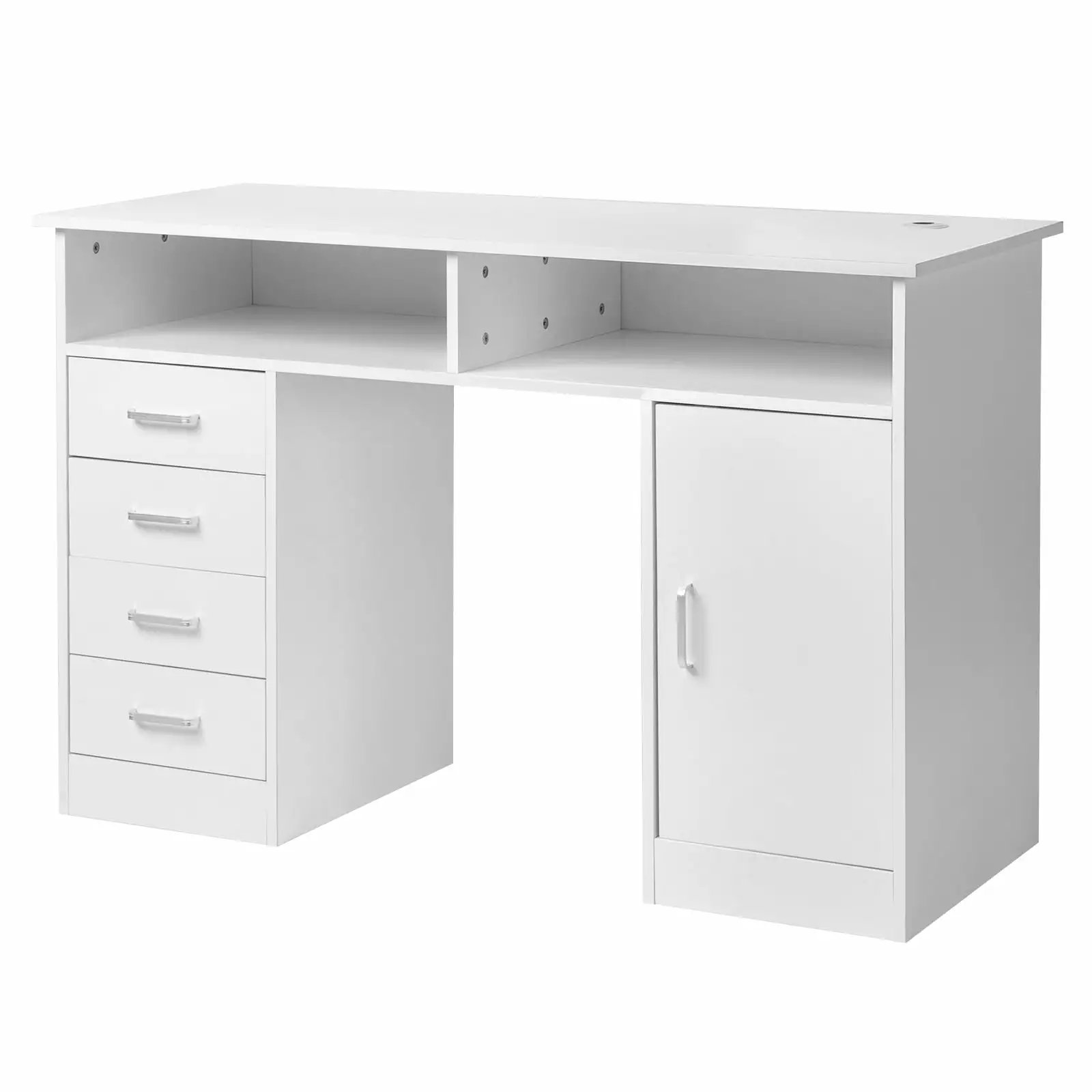 iTopRoad Computer Desk Drawers Study Writing Table White FCH