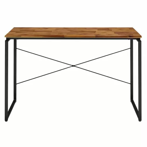 Writing Desk Metal Sled Base - Black and Brown Modern Home Office Desk FHWMJZX