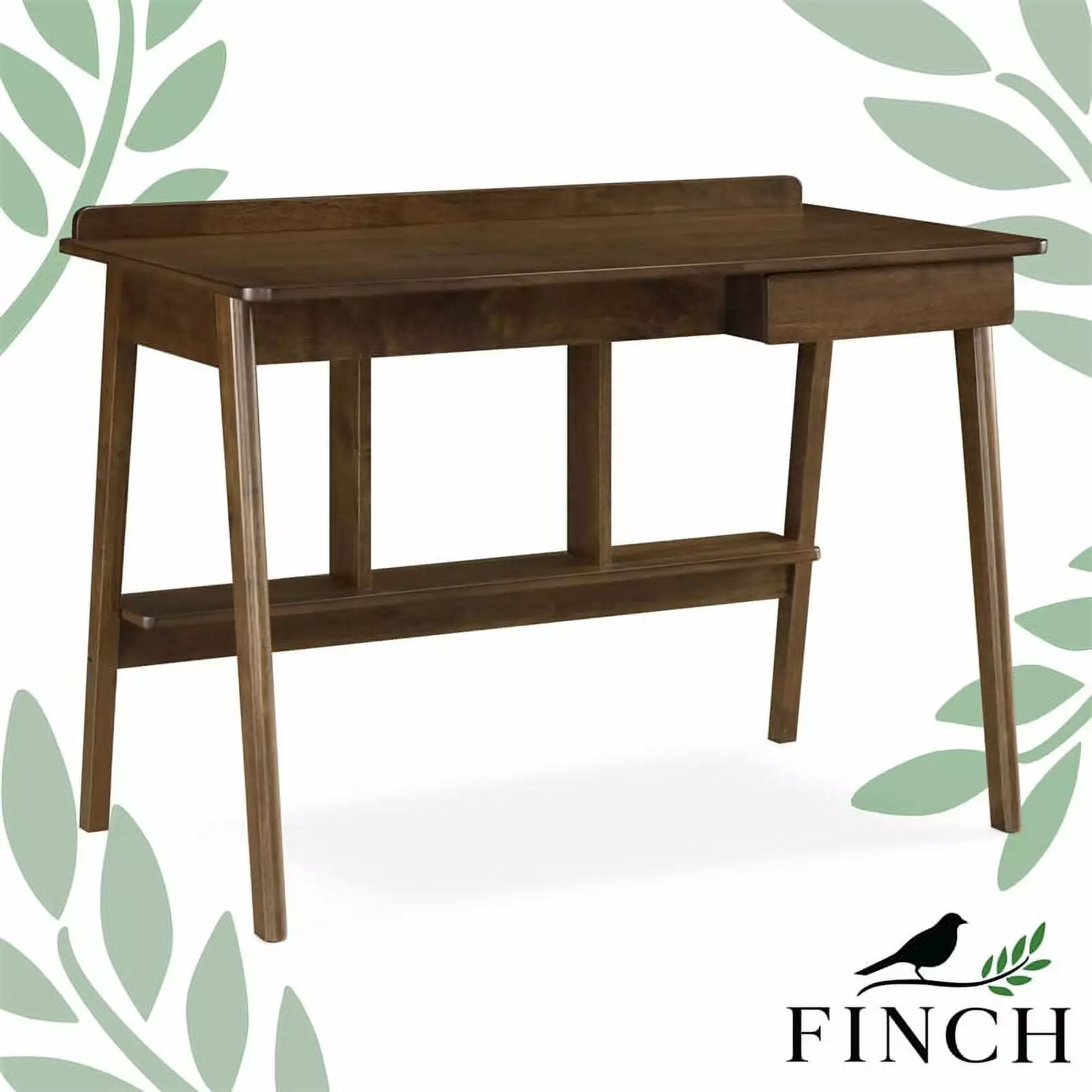 Finch Darren Writing Desk Brown - Classic Wooden Study Desk Home Office