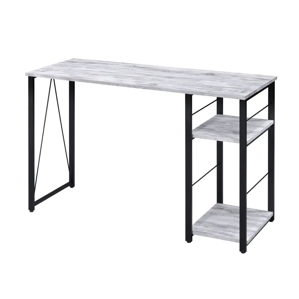Antique White And Black 2 Shelf Rectangular Writing Desk Office Table furniture max