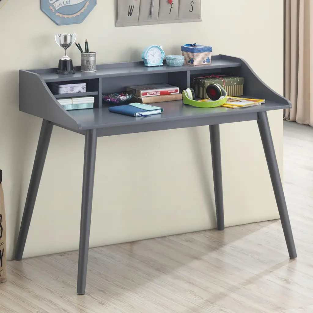 Grey 4 Compartment Writing Desk Office Mid Century Modern Desk furniture max