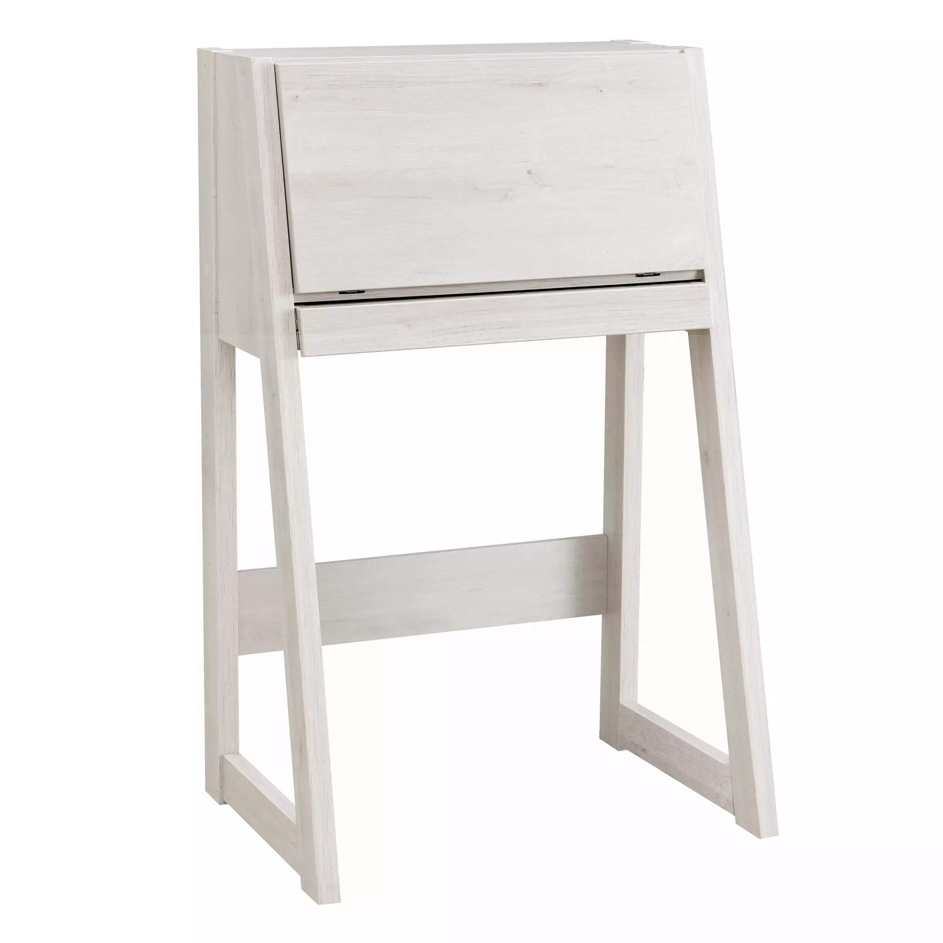 Furniture America Asher Desk Flip-Down Cabinet White Oak Modern Home Office Desk