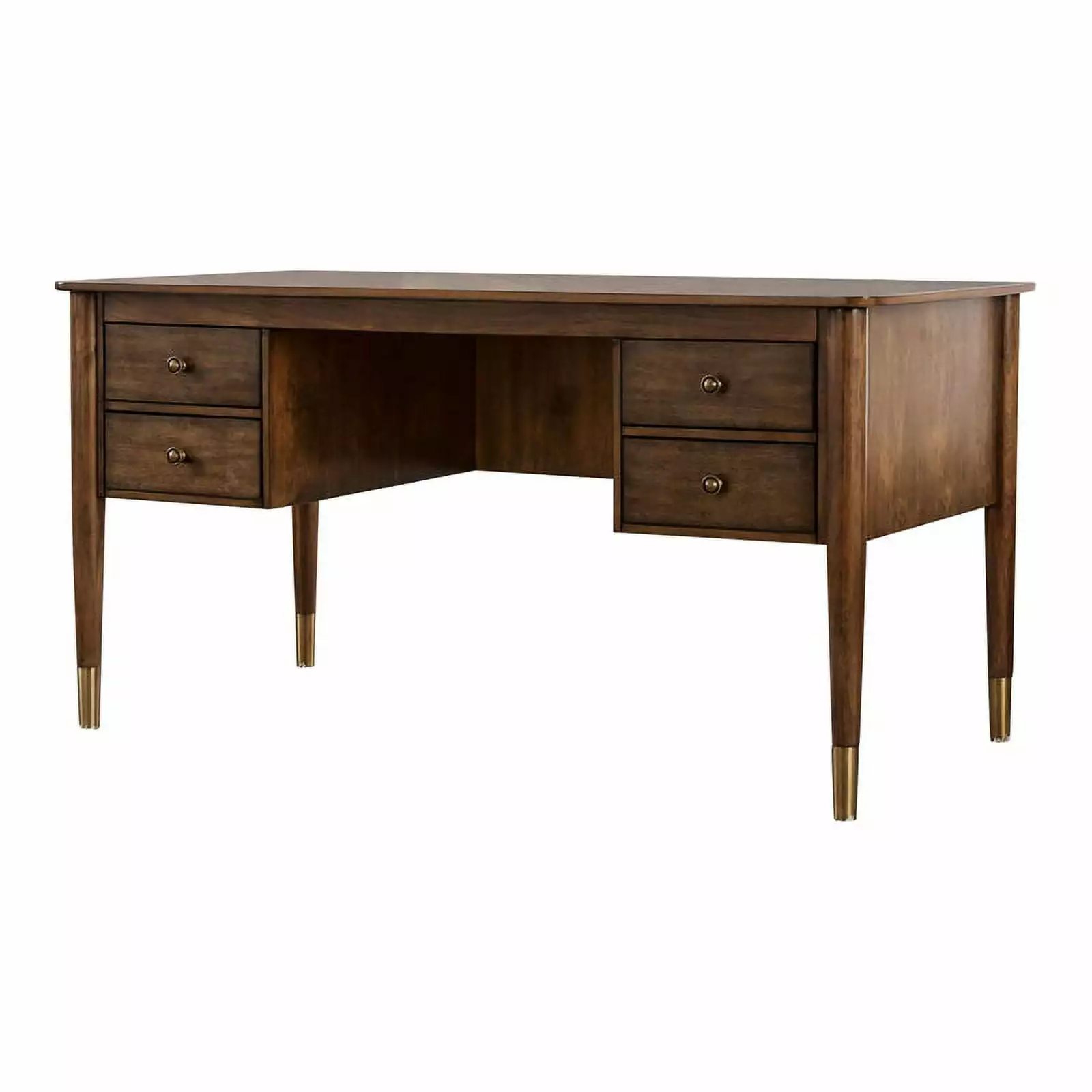 Furniture America Jennay Wood 4-Drawer Writing Desk Antique Oak