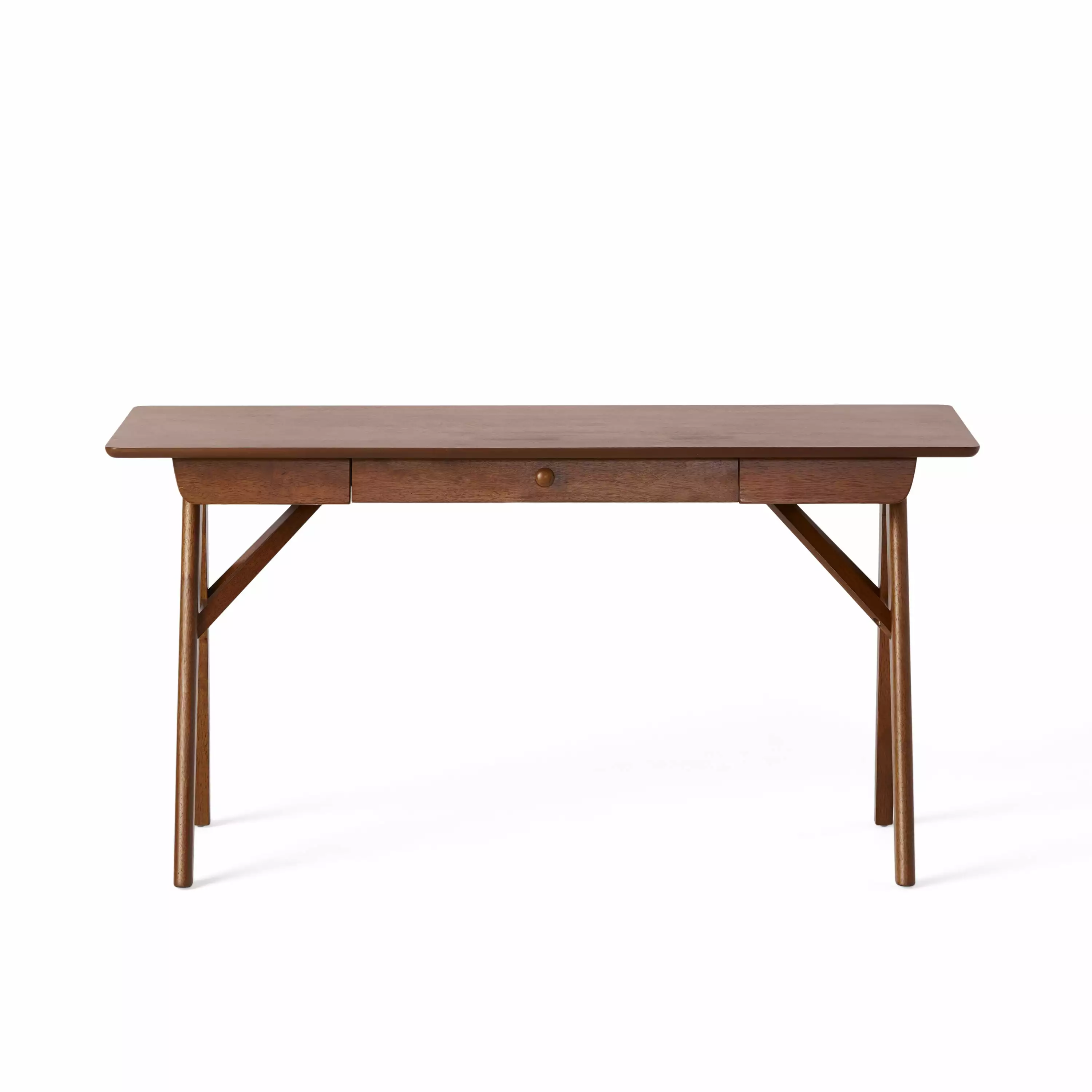 Belle Mid Century Wood Desk Walnut Finish GDFSTUDIO