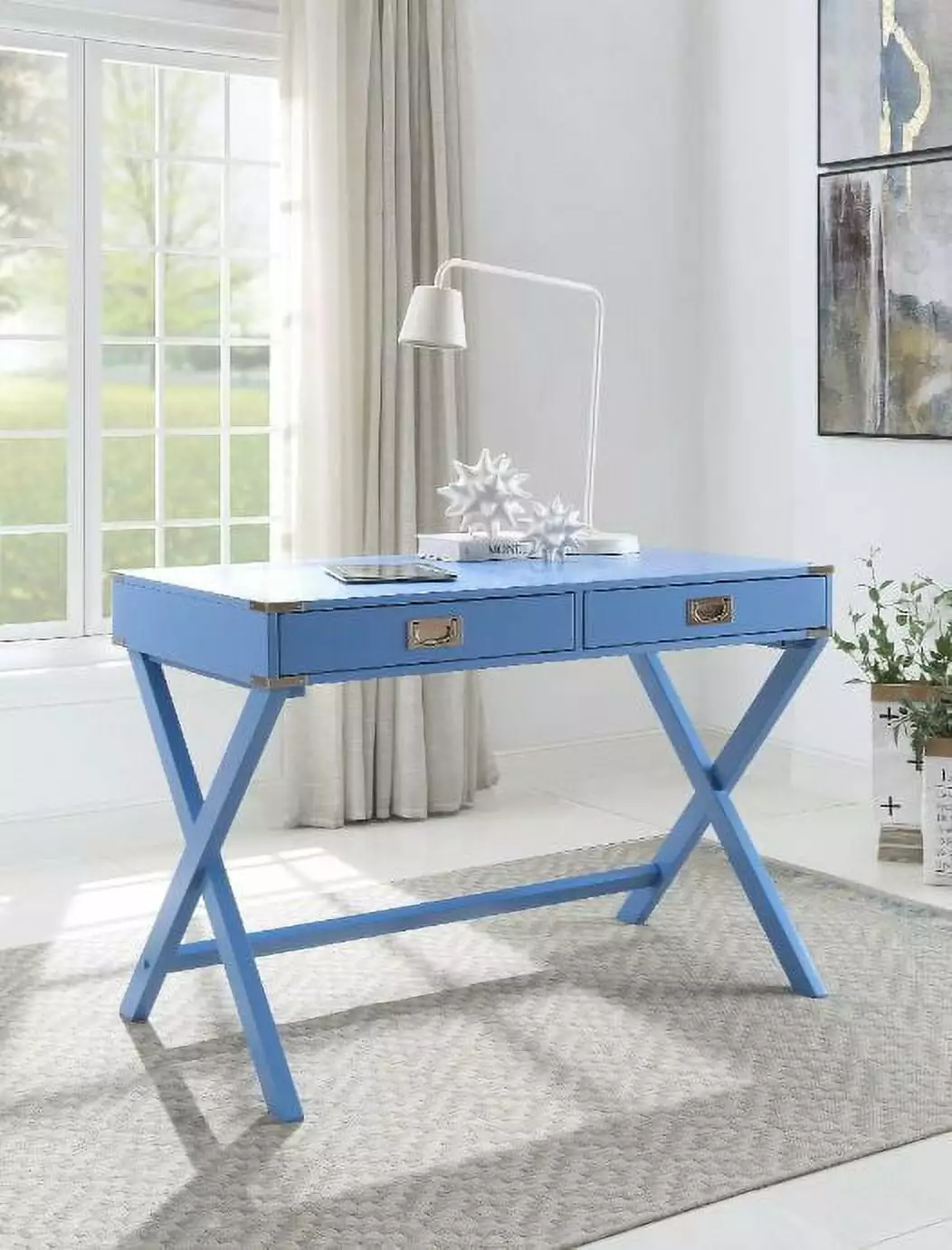 GeeHome Amenia Writing Desk Blue Finish
