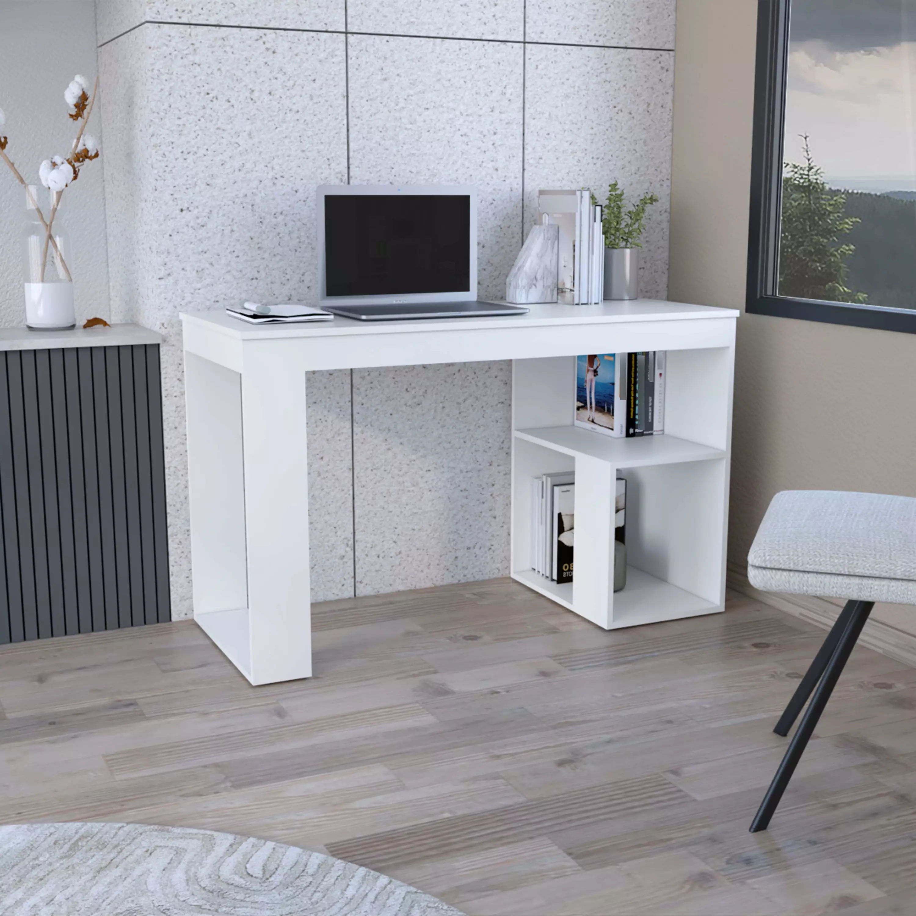 GeeHome Astana Writing Desk Two Shelves Modern Home Office Study Table