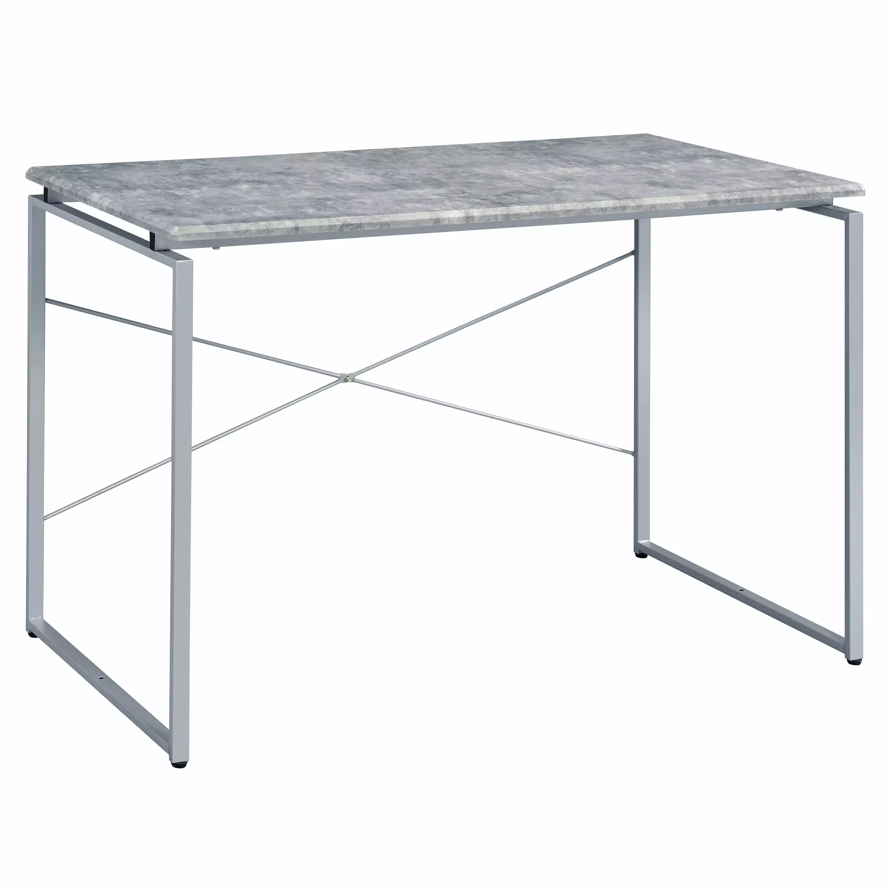 GeeHome Grey and Silver Writing Desk Metal Sled Base - Modern Study Table Home Office