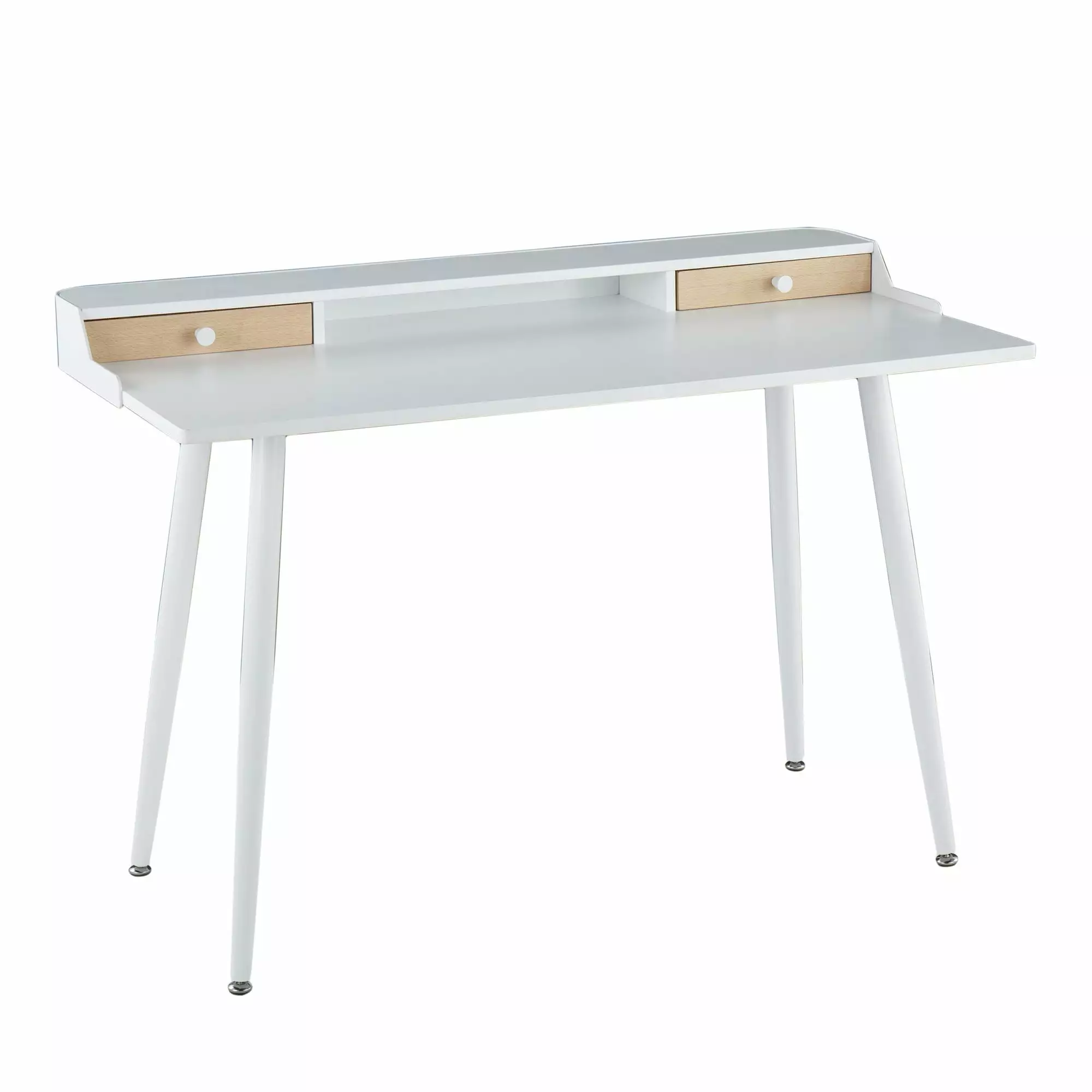 GeeHome Harvey Contemporary Desk White Steel and Natural Wood - LumiSource