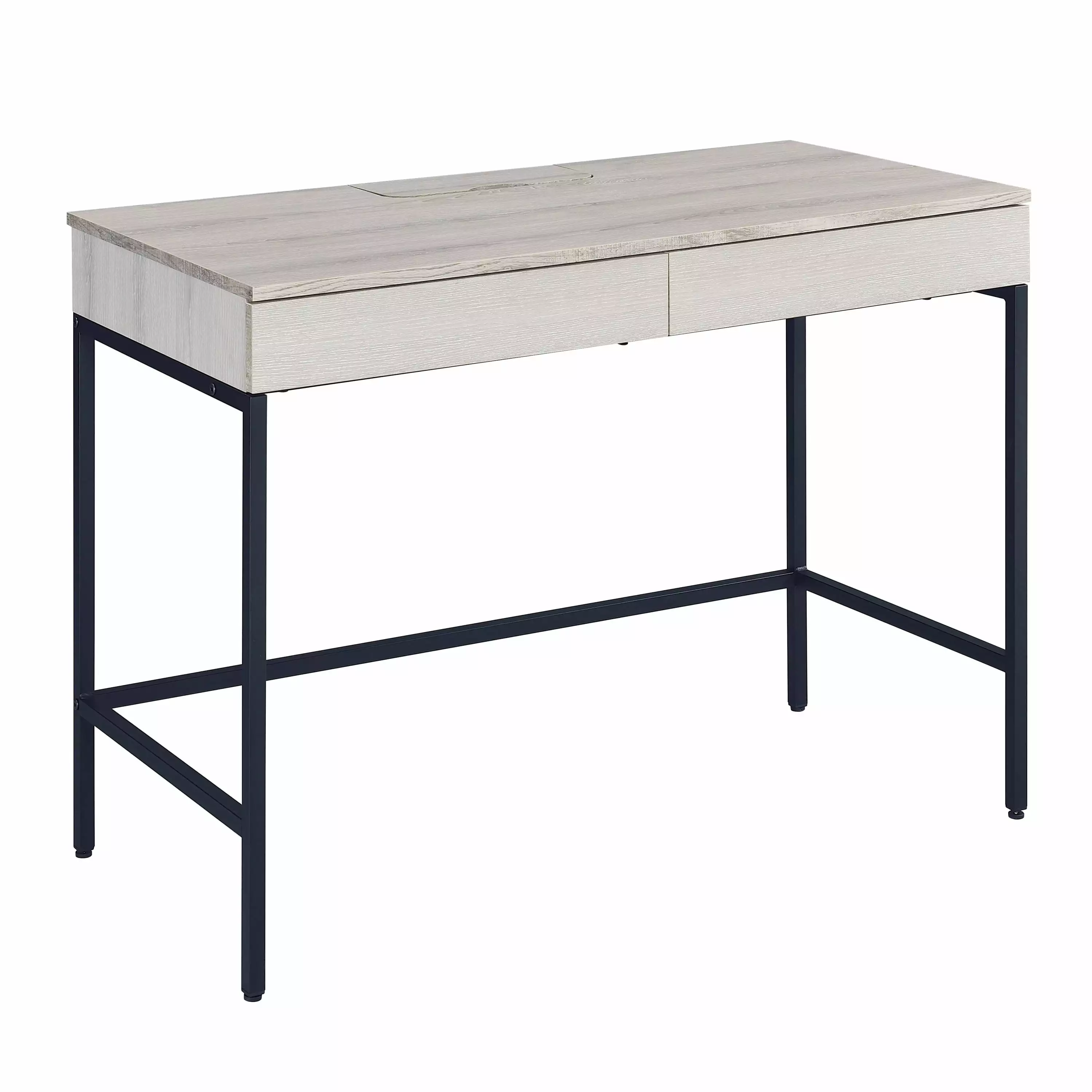 GeeHome Natural and Black Writing Desk 2 Drawers - Modern Home Office
