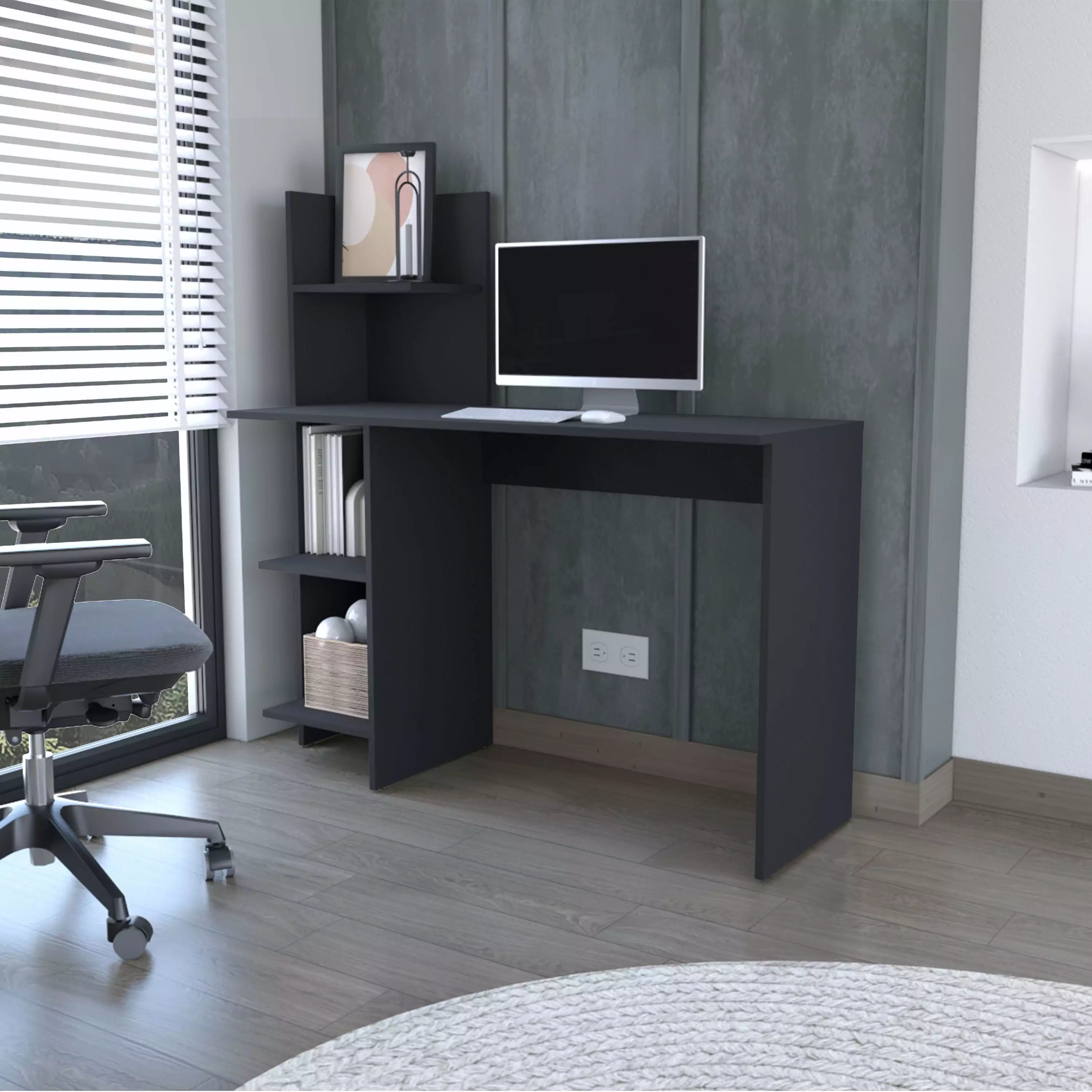 GeeHome Tecoa Writing Desk Four Shelves Modern Office Study Table