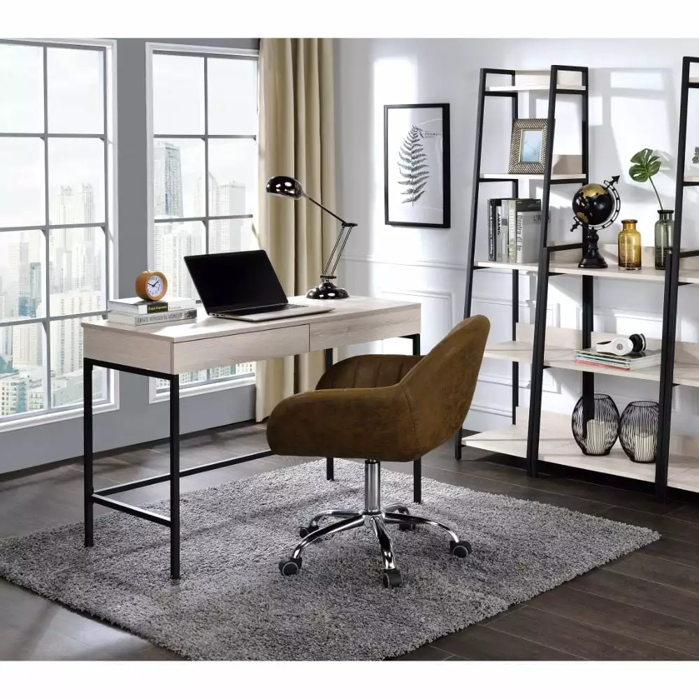 GeeHome Wendral Desk Natural & Black - Modern Home Office Workstation