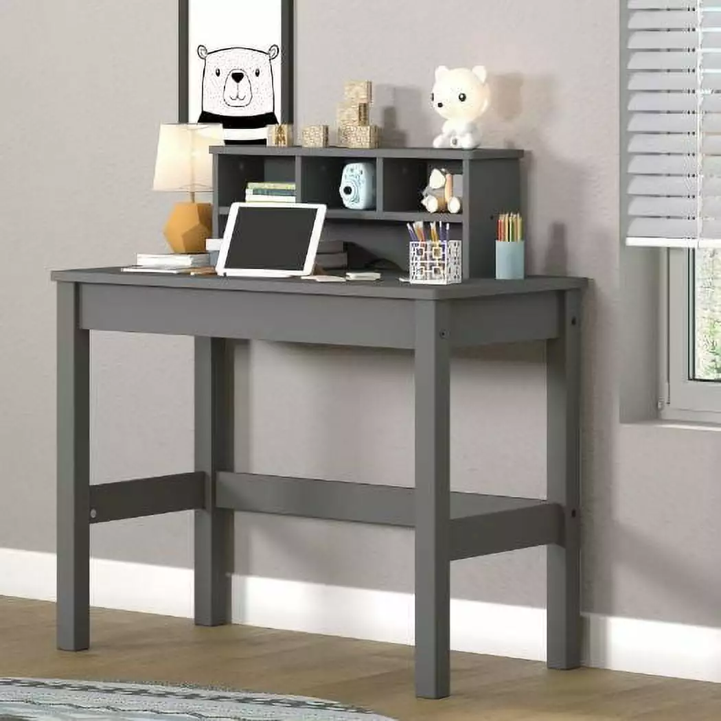 GIA Design Group Writing Desk Detachable Hutch Home Office Gray