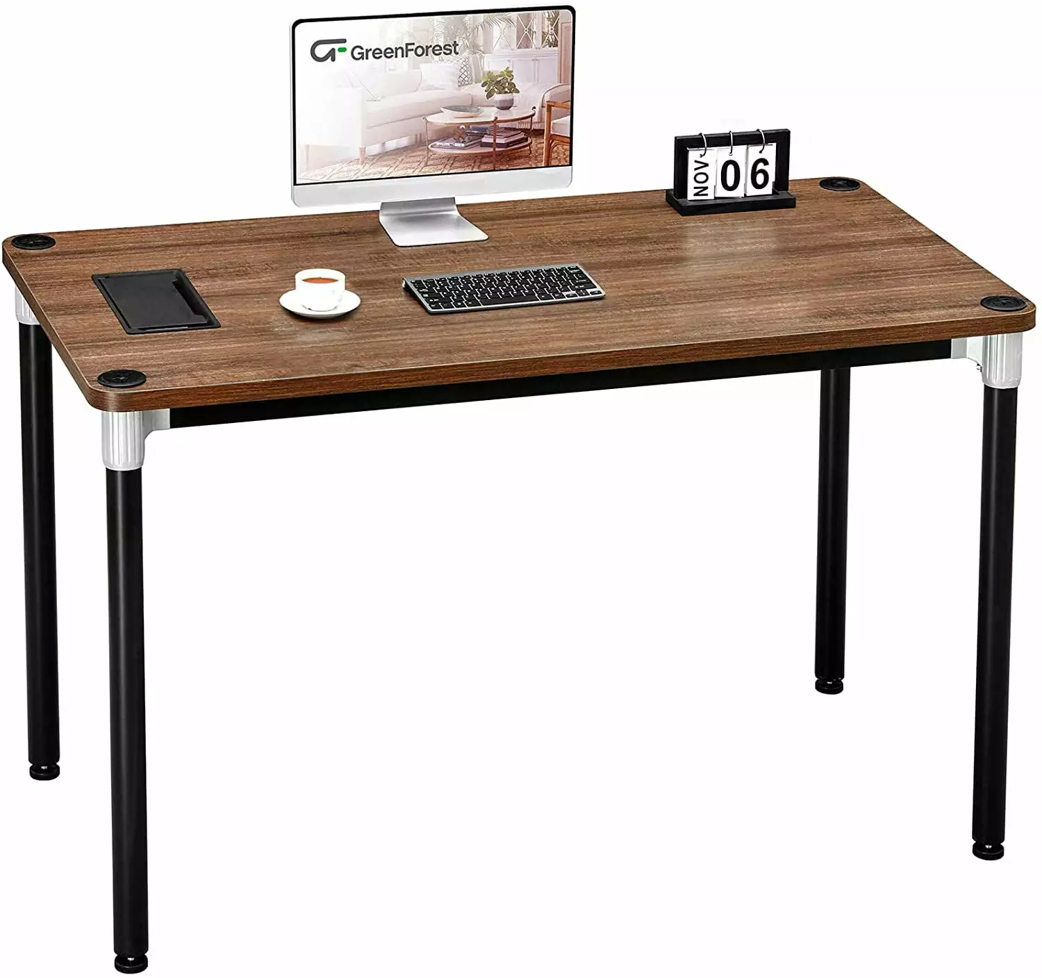GreenForest Computer Desk Home Office Writing Small Desk Modern Simple PC Table Sturdy Workstation Walnut 47 Green Forest