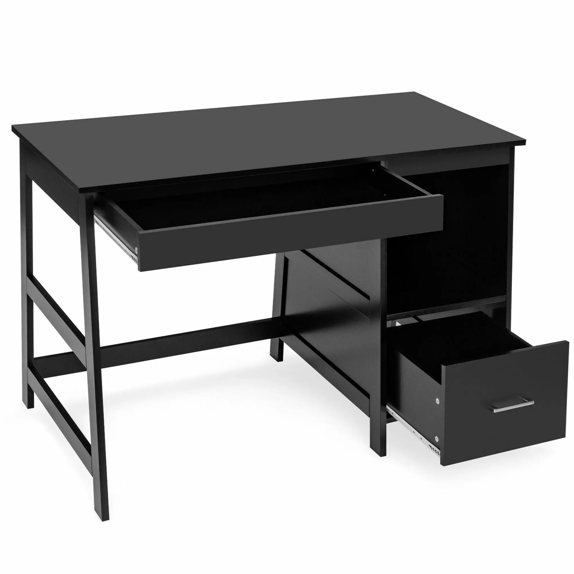 Gymax 47.5 Computer Desk Writing Study Workstation Trestle Desk 2 Drawers