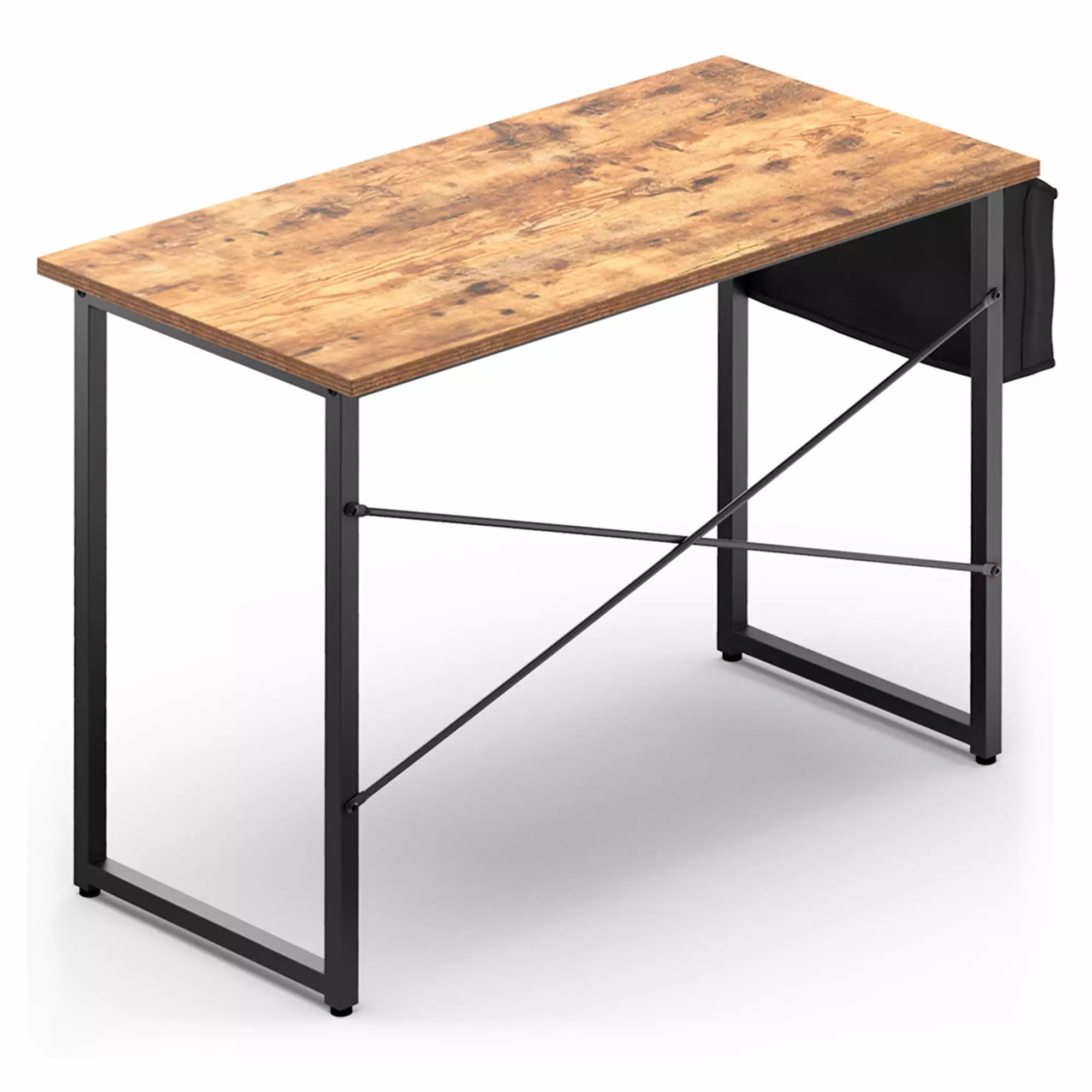 Gymax 40 Inch Study Writing Table Modern Computer Desk Storage Bag Rustic