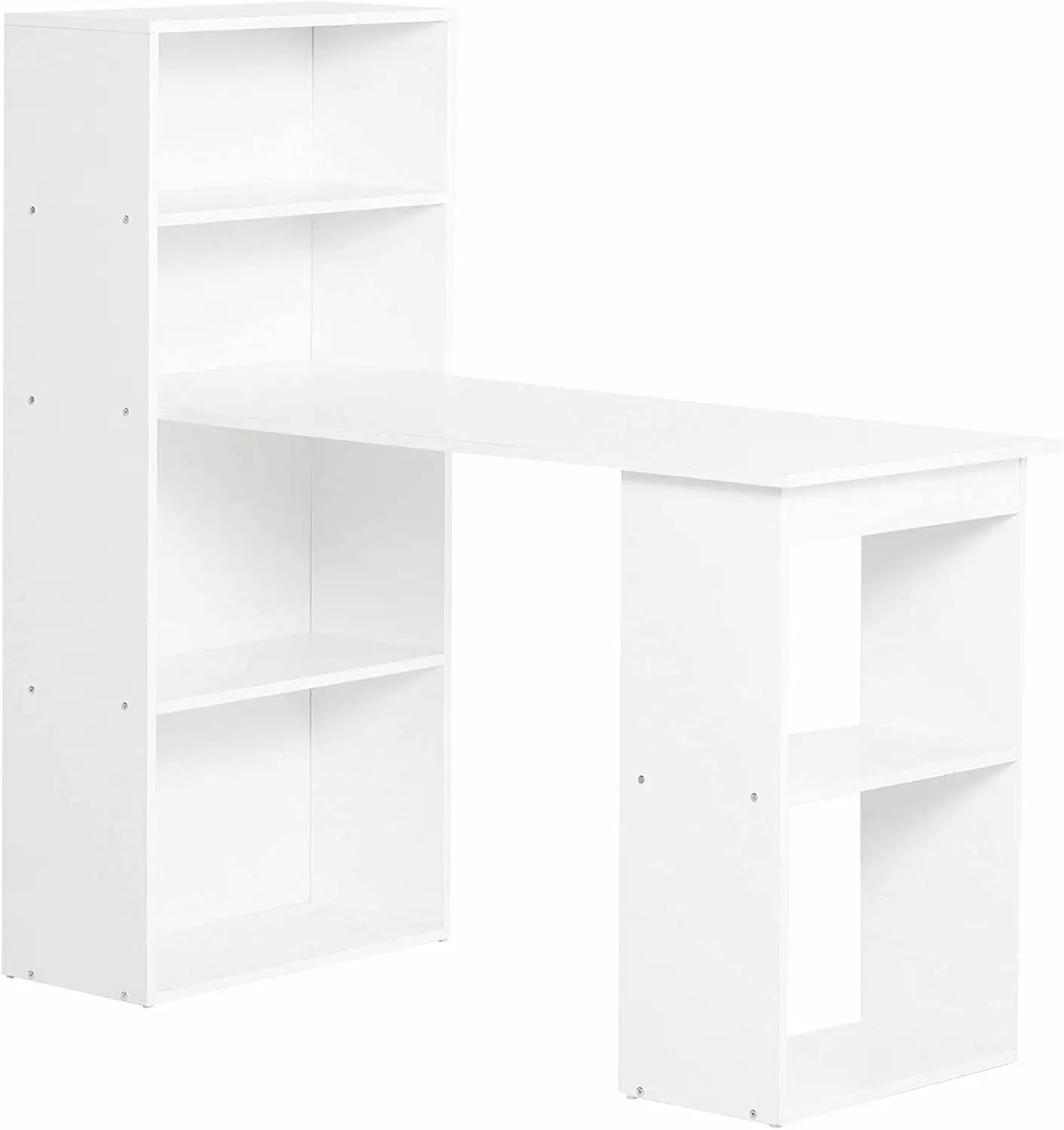 HOMCOM Modern Home Office Desk 6-Tier Storage Shelves White 47 Inch Writing Table