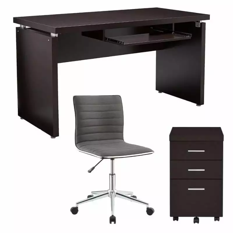 Home Square 3-Piece Writing Desk Mobile File Cabinet Office Chair