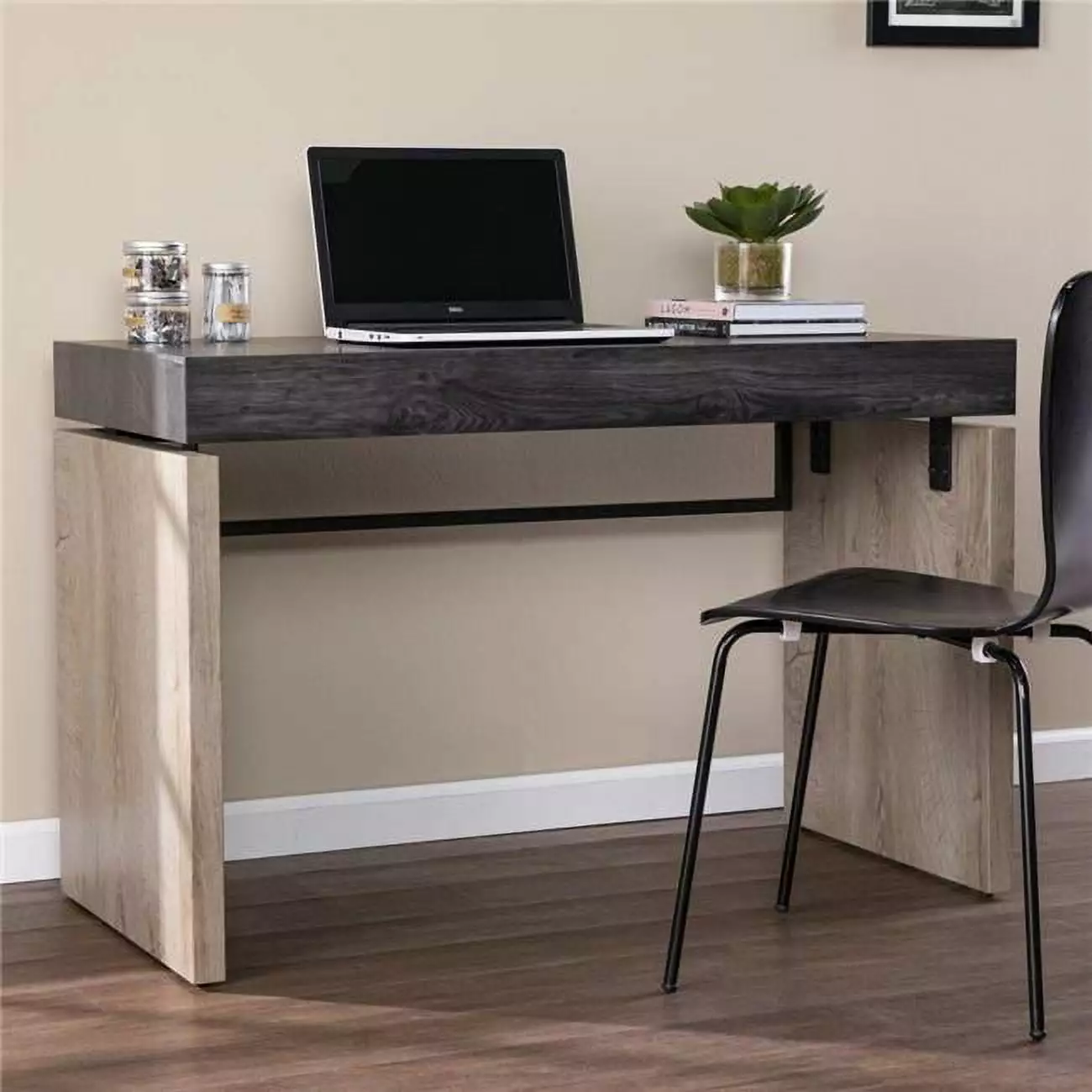 HomeRoots 402075 Black Wood and Iron Writing Desk