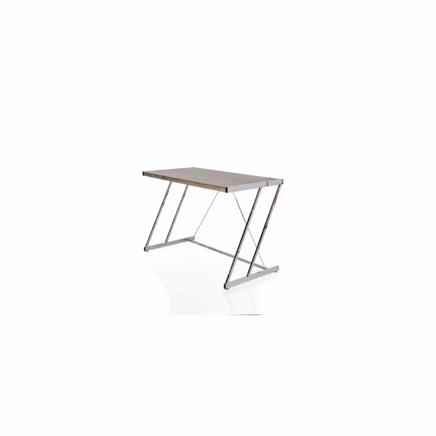 HomeRoots Finis Weathered Oak Chrome Writing Desk 32x47