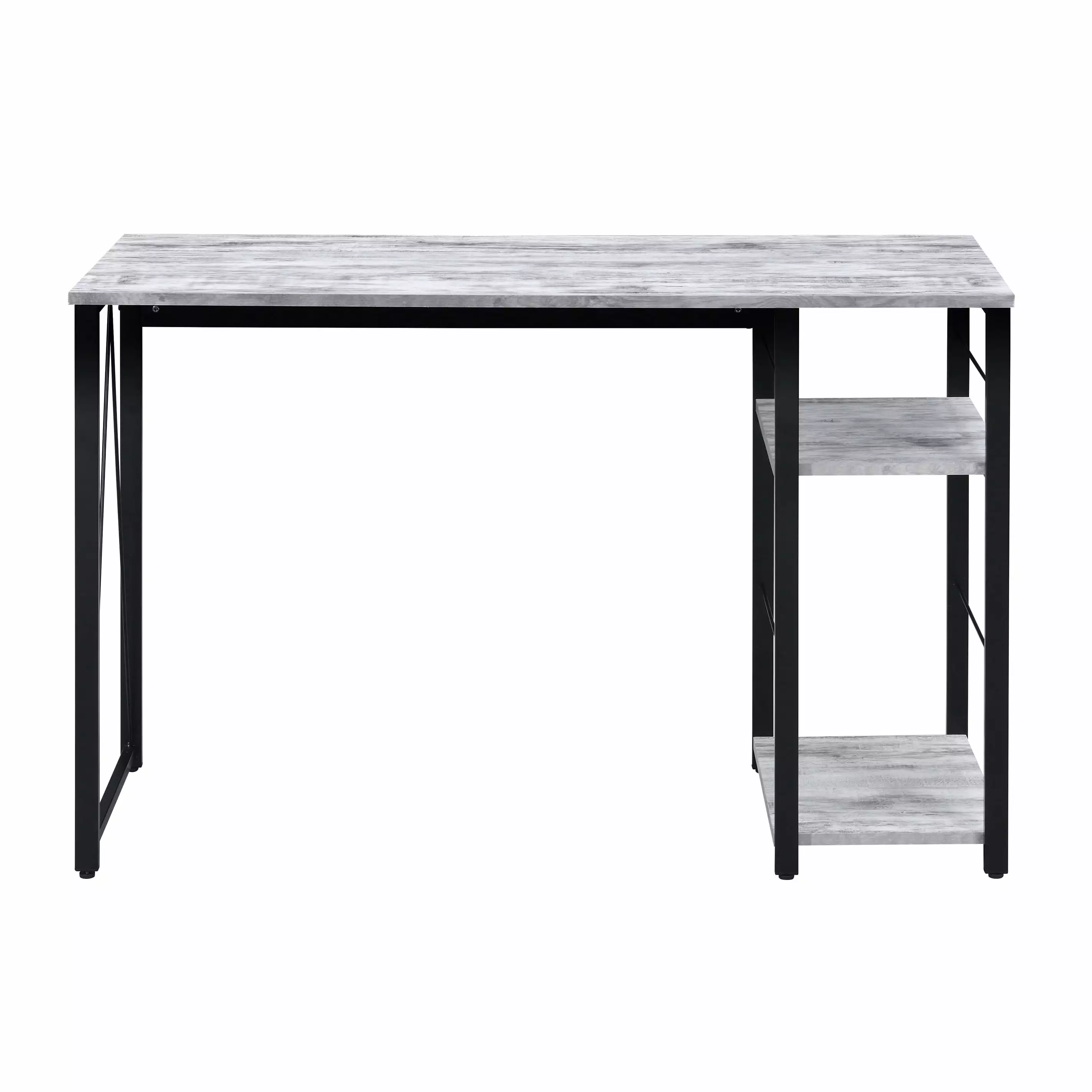 HOOPOOCOLOR Antique White Black 2-Shelf Rectangular Writing Desk Simple Modern Study Table