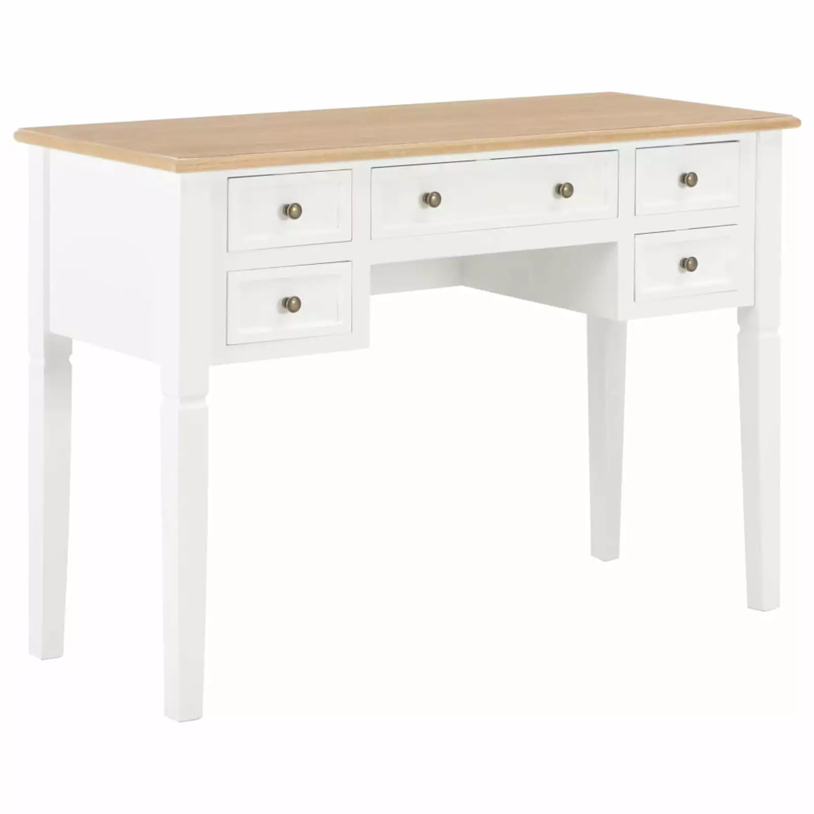 White Wood Writing Desk 43.1x17.7x30.5 Inches Home Office Htovila