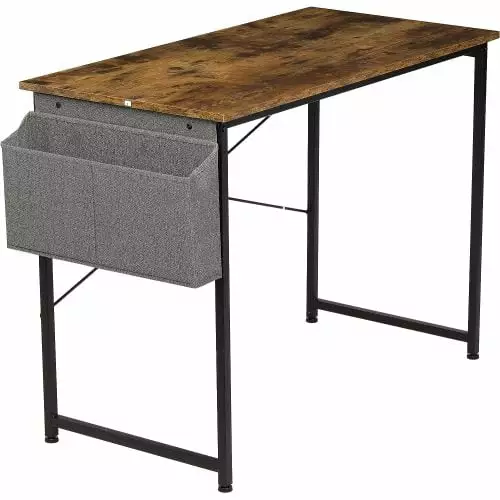 40 Inch Modern Simple Style Computer Office Desk Storage Bag Small Spaces Brown Hypeshops