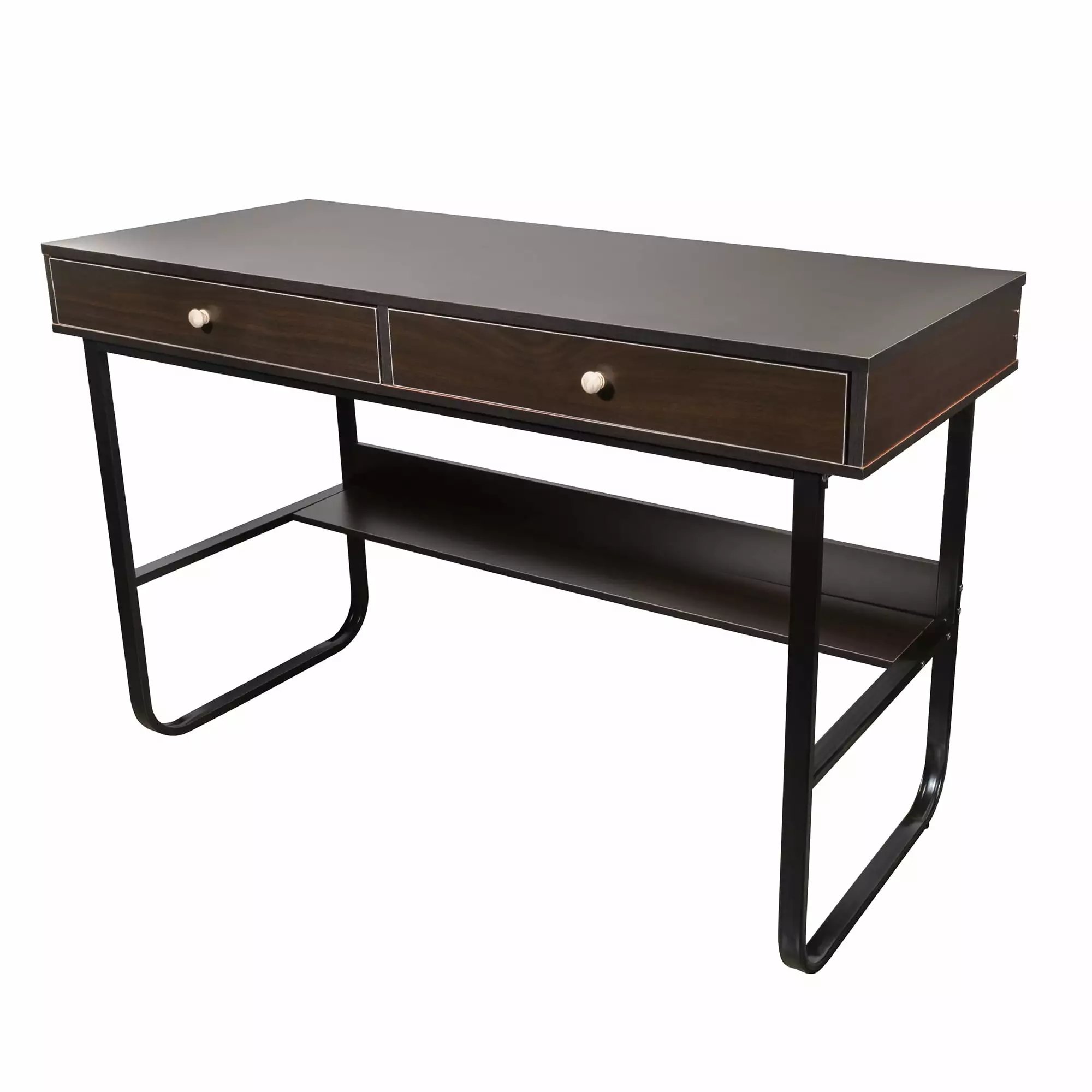 Interior Elements Kuluzego Simple Writing Wooden Computer Study Desk Drawers Brown Home Office