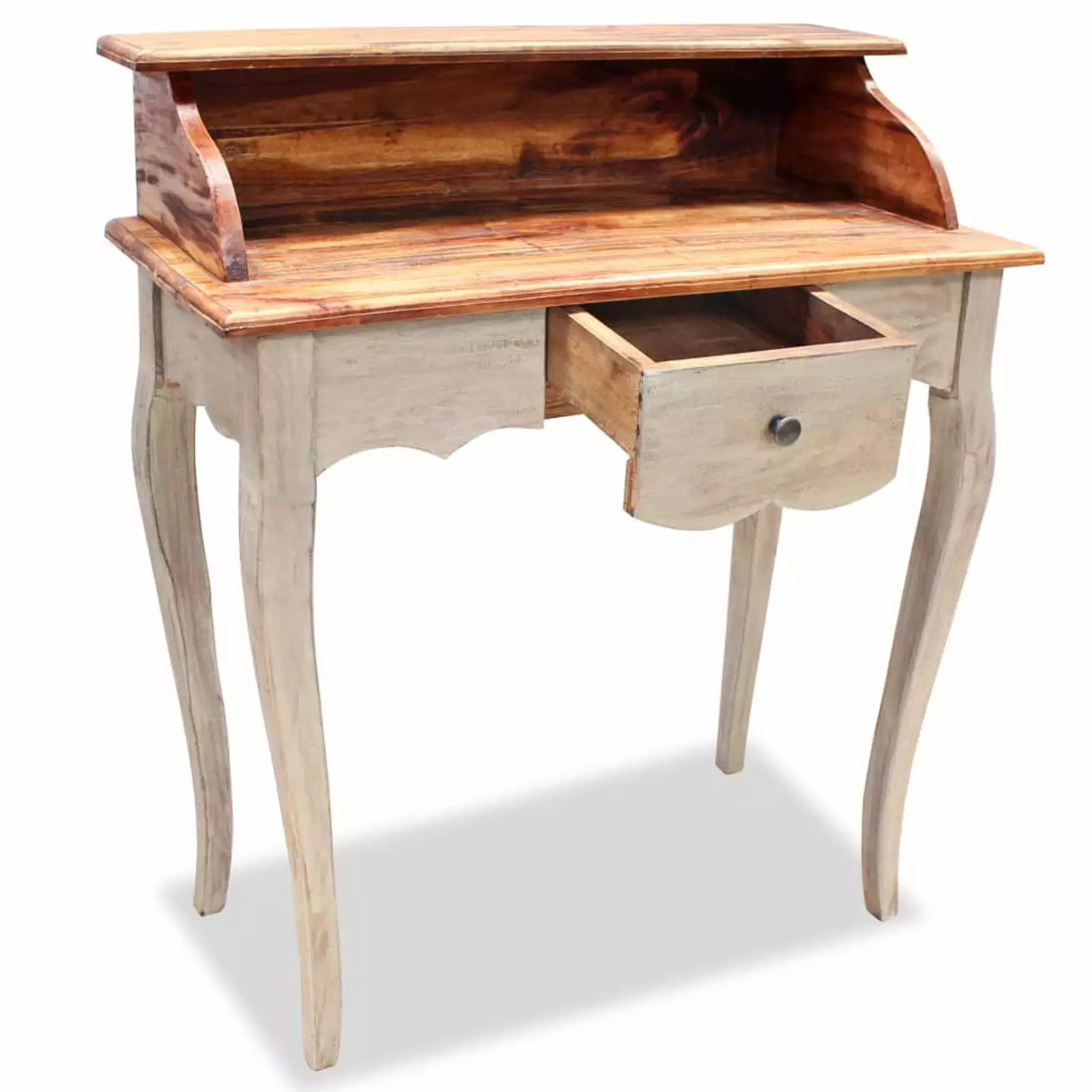 Irfora Office Computer Desk Reclaimed Wood Drawers and Compartment Study Table