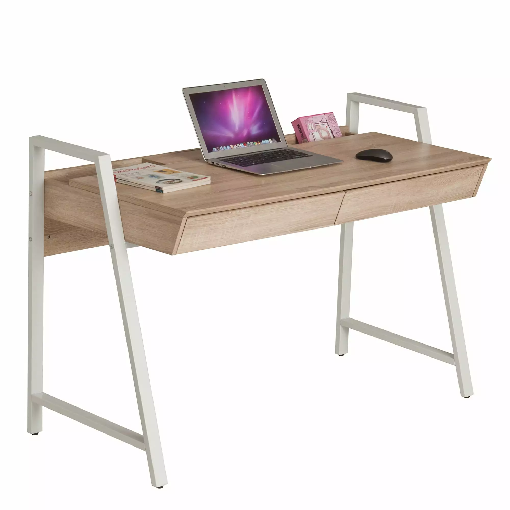KARMAS PRODUCT Modern Writing Desk 50 Inch Computer PC Laptop Table 2 Drawers