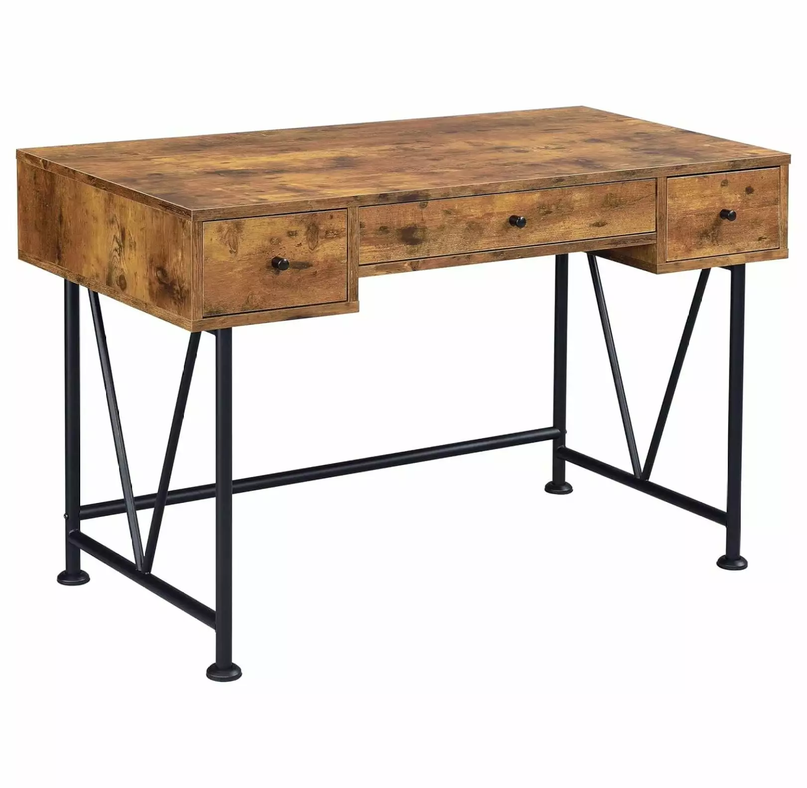 Killeryuki Analiese Rustic 47-Inch 3-Drawer Computer Writing Desk Nutmeg - Sturdy Home Office Desk