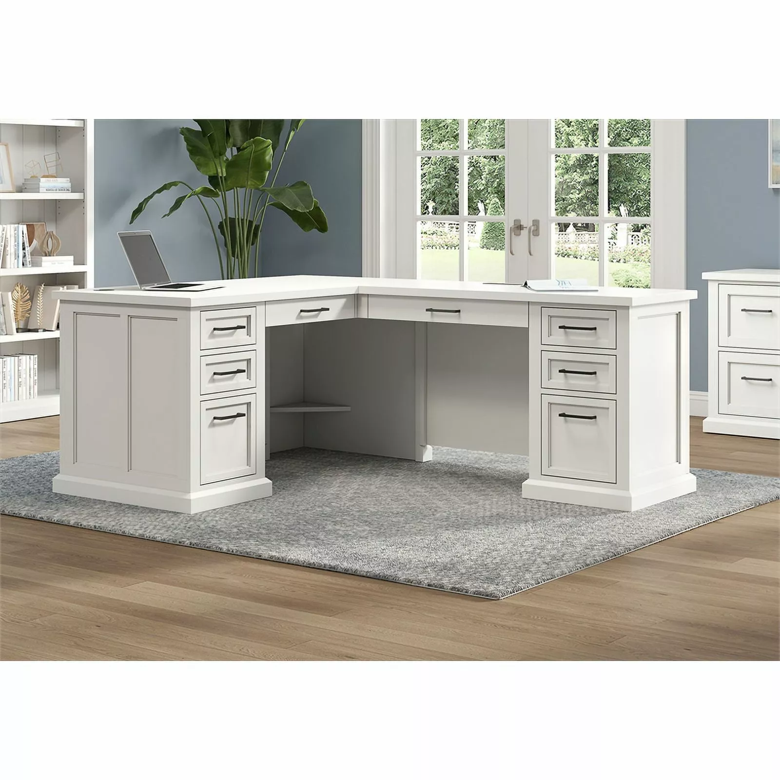 Modern Wood L-Desk & Return Writing Table - White Office Desk Return Martin Furniture