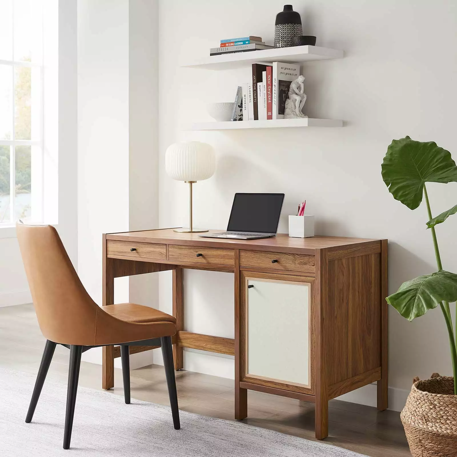 Modway Capri 49 Wood Grain Office Desk Walnut Finish Home Office