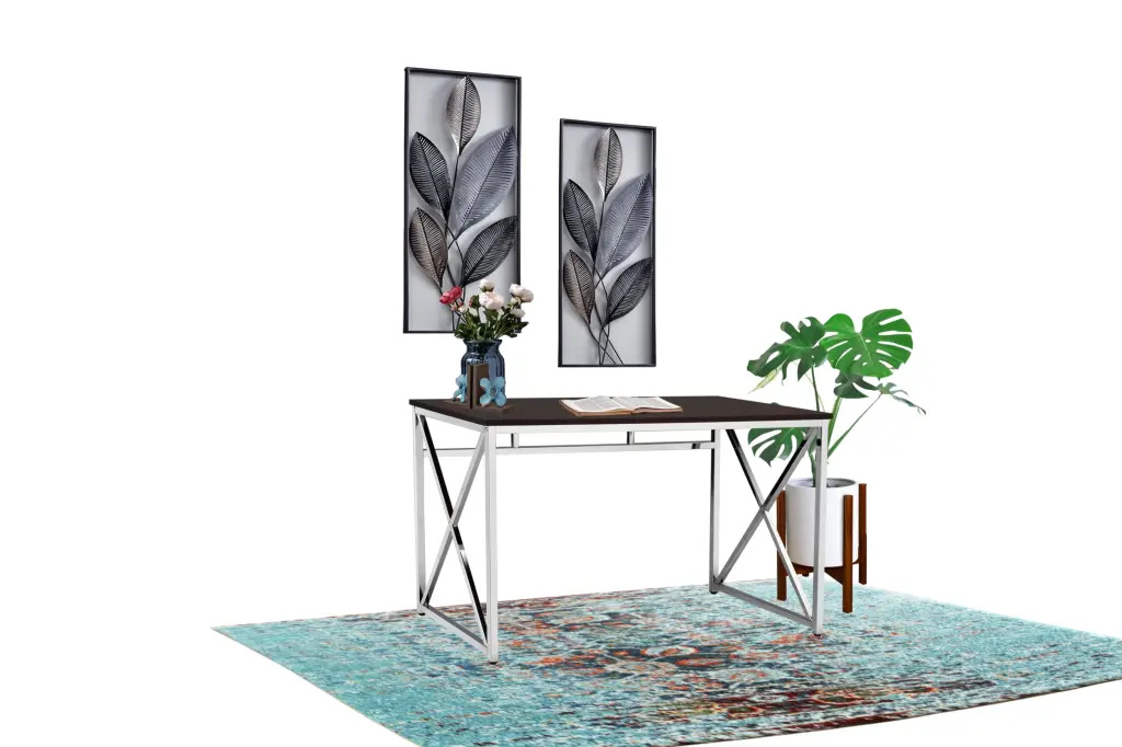 Madison Office Workspace Desk MDF Chrome Brown Espresso - Modern Writing Desk Home Office new spec furniture