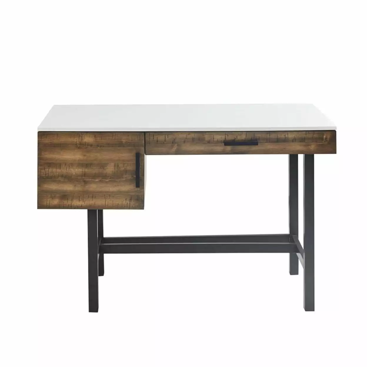 Madison Park Kirtley MDF and Metal Writing Desk Drawer White and Brown OLLIIX