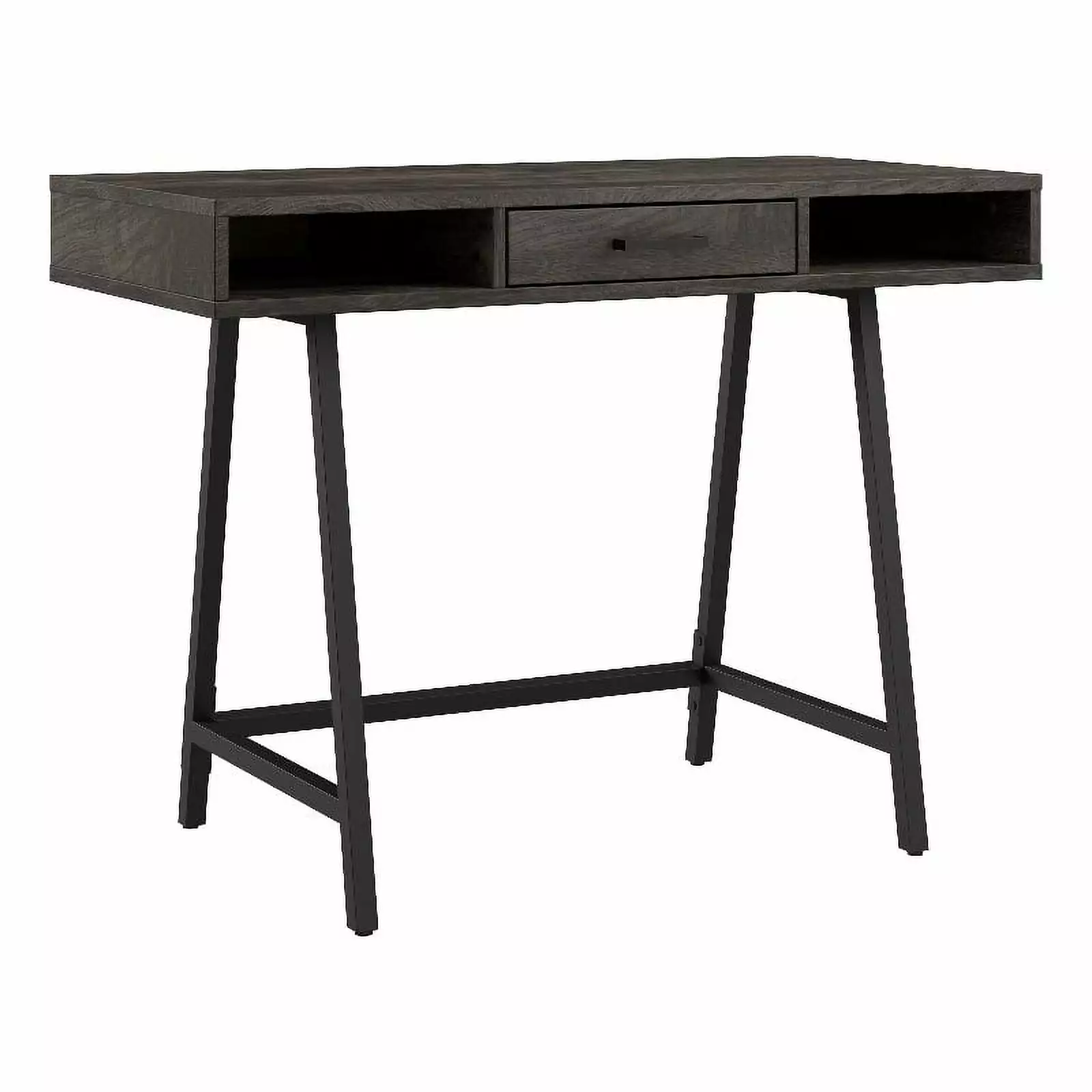 Pemberly Row 40W Writing Desk Dark Gray Hickory - Engineered Wood Modern Office Desk