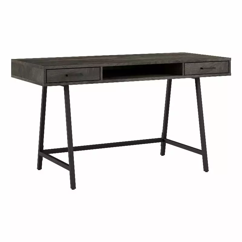 Pemberly Row 54W Dark Gray Hickory Writing Desk Engineered Wood Home Office Desk