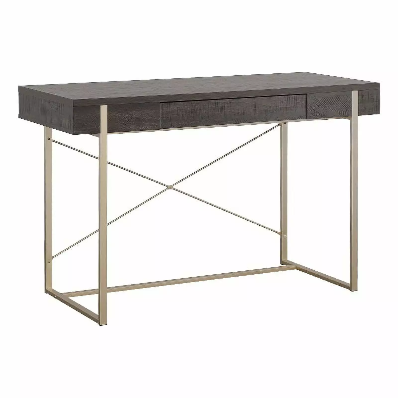 Pemberly Row Contemporary Blade Walnut Engineered Wood Writing Desk Home Office