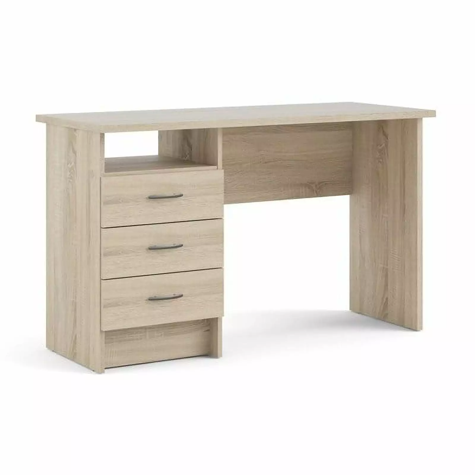 Pemberly Row Contemporary Desk 3 Drawers Oak Structure