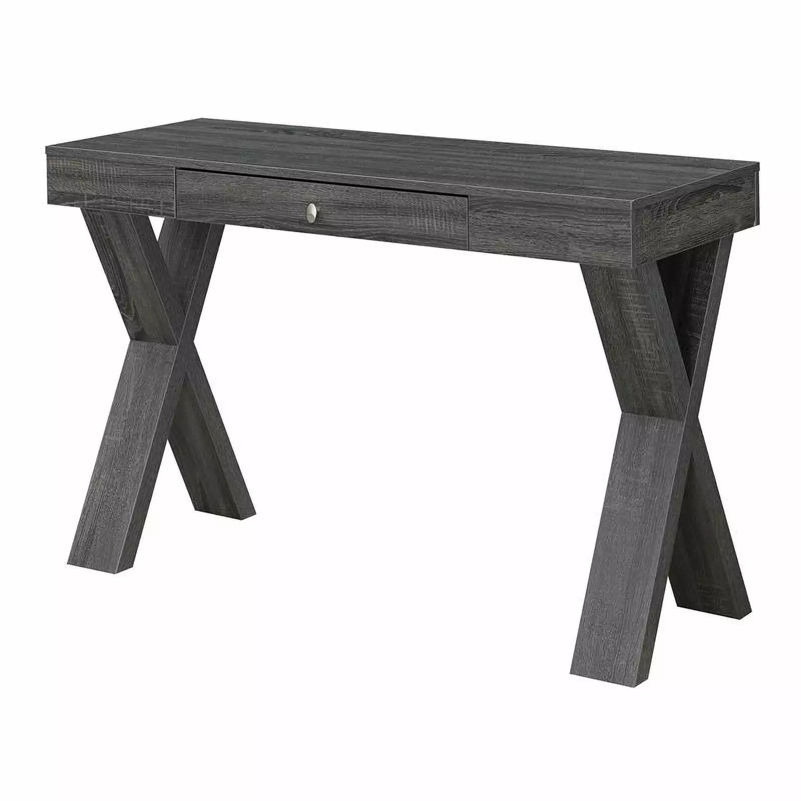 Pemberly Row Contemporary One-Drawer Desk Gray Wood Finish Home Office Writing Desk
