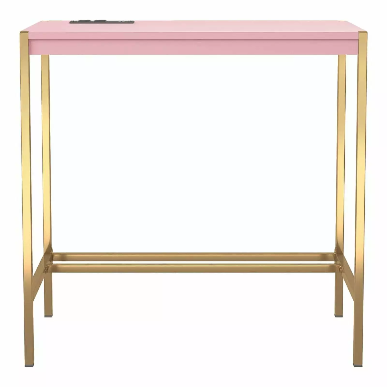 Pemberly Row Contemporary Pink Writing Desk USB Port Modern Home Office Furniture