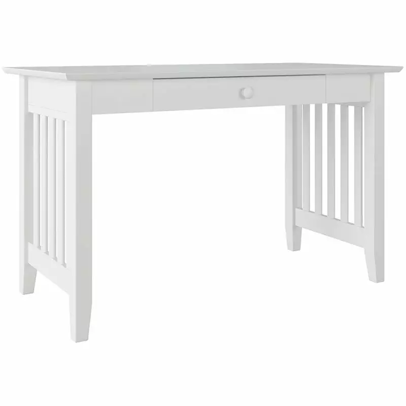 Pemberly Row Contemporary Solid Wood Writing Desk White Modern Home Office