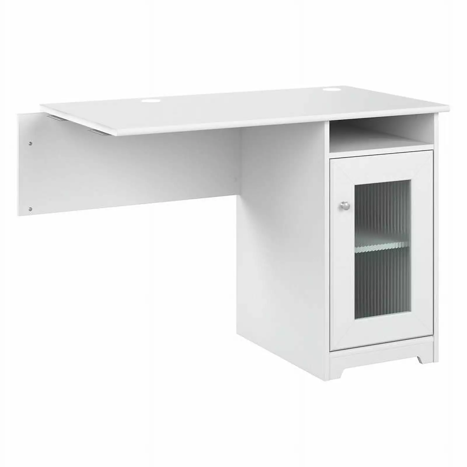 Pemberly Row Desk Return Storage White Engineered Wood Office Desk