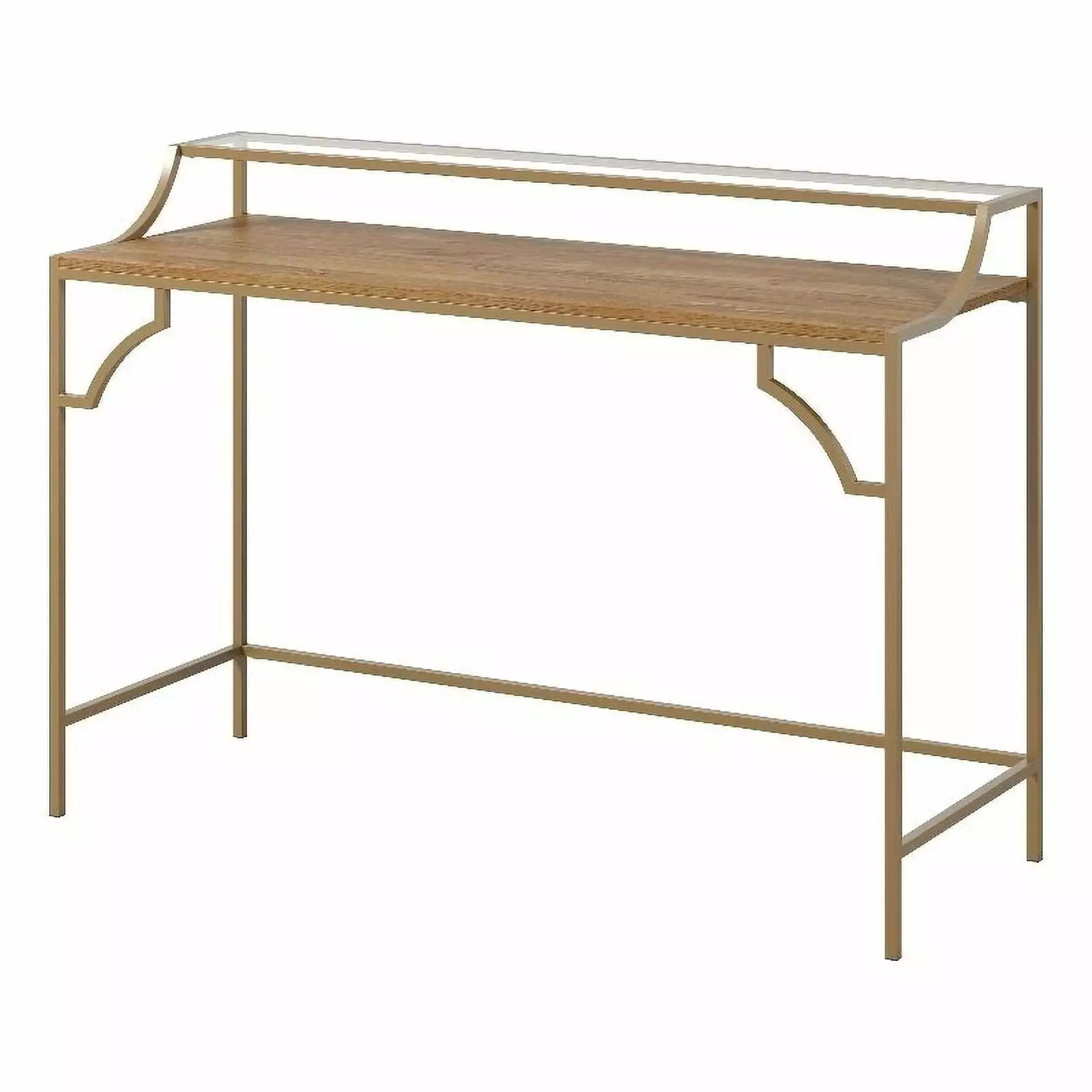 Pemberly Row Engineered Wood Writing Desk Sindoori Mango Natural Finish