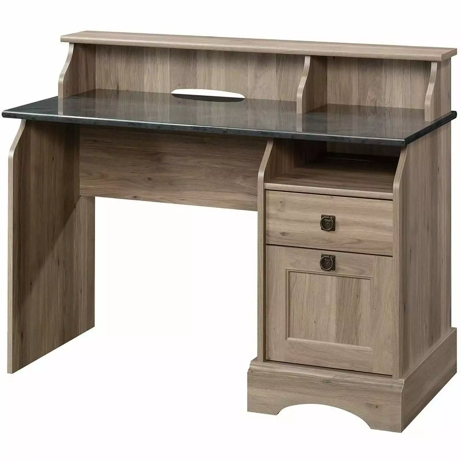 Pemberly Row Farmhouse Engineered Wood Writing Desk Salt Oak Finish
