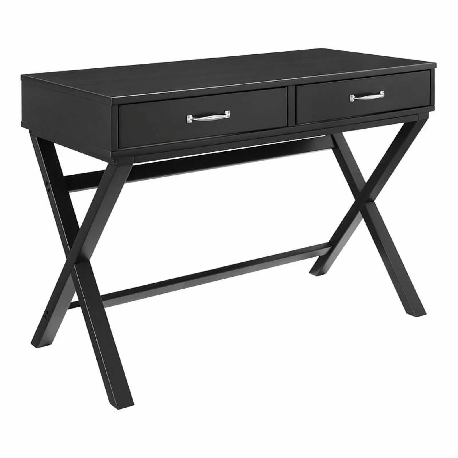 Pemberly Row Modern Contemporary Two Drawer Black Wood Desk