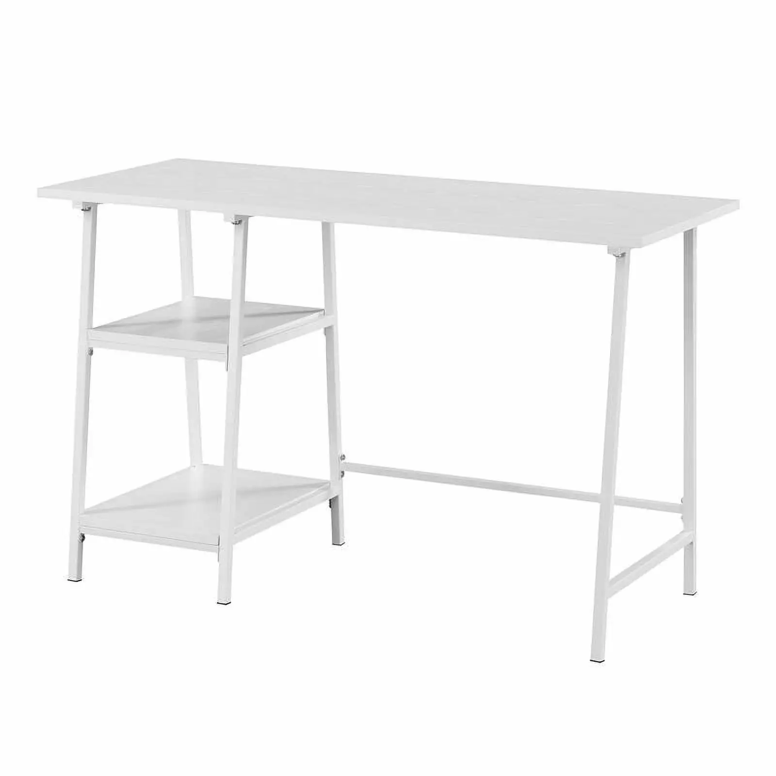 Pemberly Row Modern Trestle White Metal Desk White Wood Top - Home Office Desk