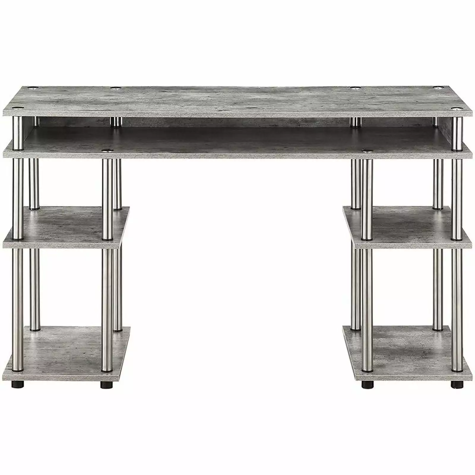 Pemberly Row Modern Writing Desk Faux Birch Gray Wood Finish
