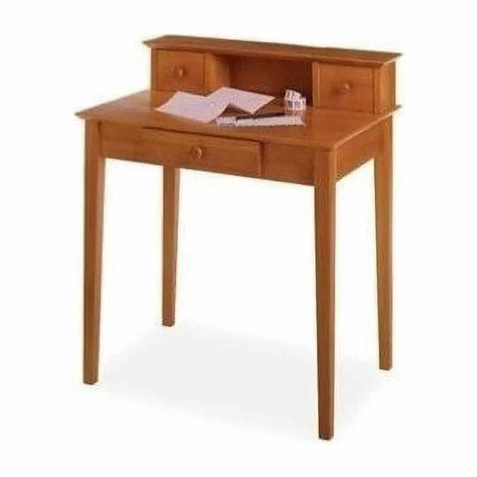 Pemberly Row Solid Wood Writing Desk Hutch Honey Home Office Furniture