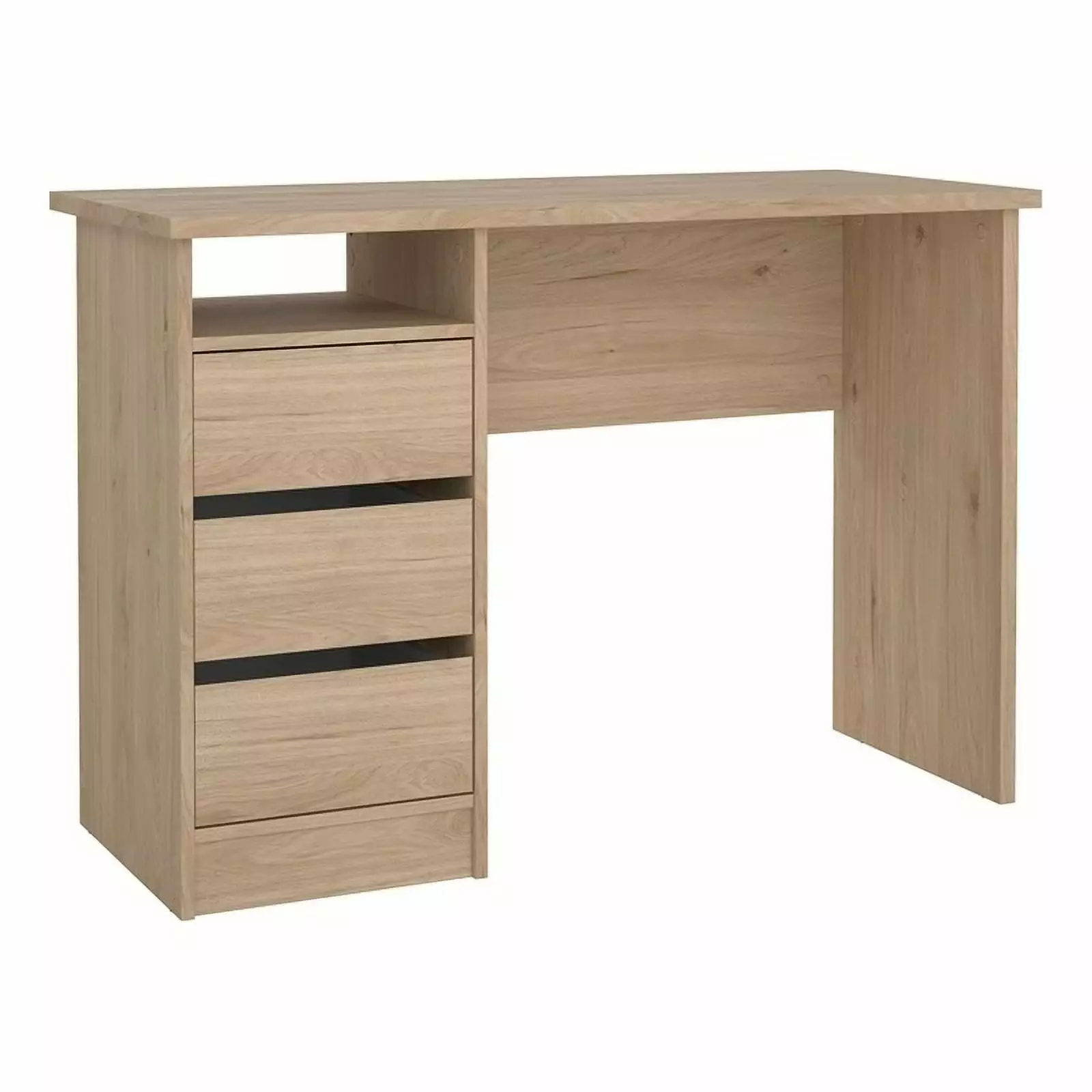 Pemberly Row Writing Desk 3 Storage Drawers and Open Shelf - Jackson Hickory - Home Office Study Table
