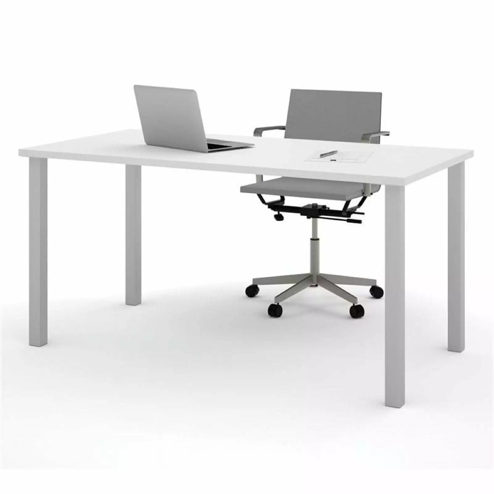 Pemberly Row 60 Writing Desk White Modern Home Office Desk
